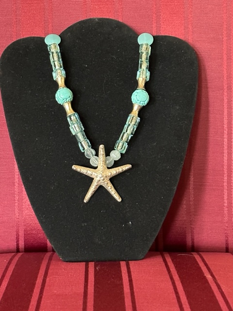 Starfish Necklace Sterling Silver, Turquoise and Glass Beads Leah Blasingame